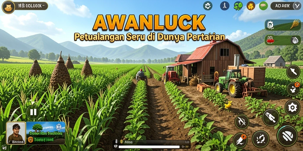 Screenshot menunjukkan pemain yang sedang merawat kebun yang subur.