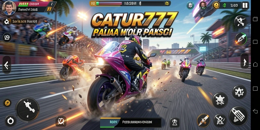 Tampilan gameplay balap motor yang seru dan penuh aksi.