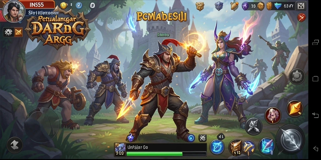 Tangkapan layar gameplay INS55 yang menunjukkan pertempuran seru ARPG.