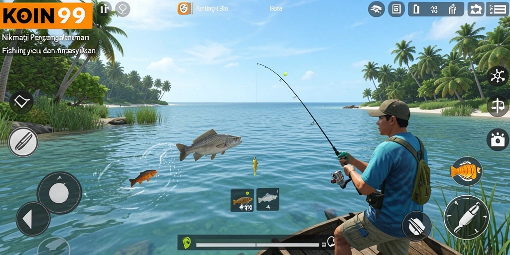 Screenshot KOIN99 menampilkan gameplay memancing yang seru dan menantang.