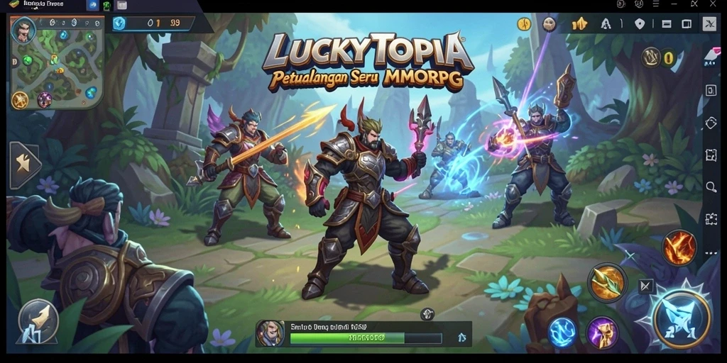 Tampilan gameplay LUCKYTOPIA yang menakjubkan dan penuh aksi.