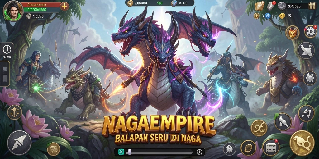 Tampilan gameplay balapan yang mendebarkan di NAGAEMPIRE.