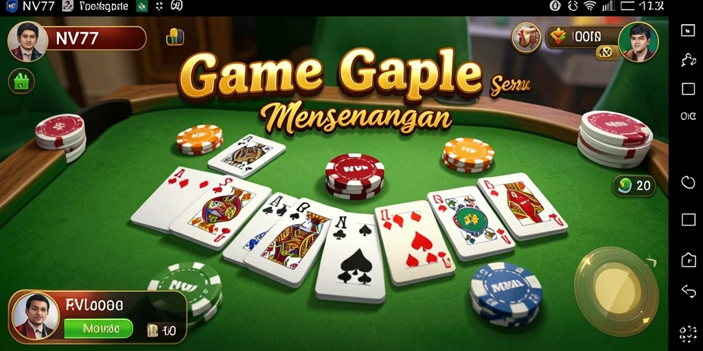 Tampilan screenshot NV77 menunjukkan keseruan gameplay Gaple.