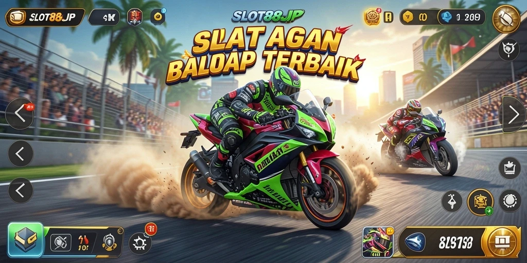 Gameplay SLOT88JP dengan balapan motor yang cepat dan menegangkan.