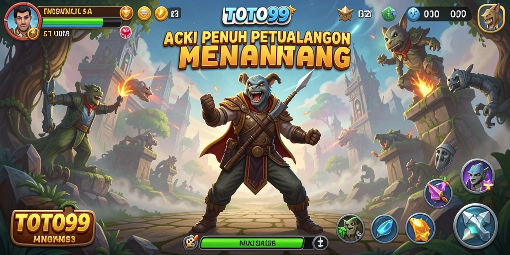 Tangkapan layar TOTO99 menunjukkan aksi seru dengan karakter berjuang di arena pertempuran.