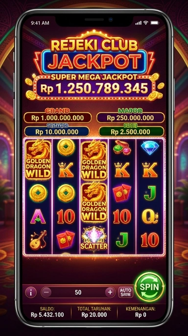 Antarmuka pengguna rejekiclub yang mudah digunakan untuk menjelajahi aplikasi.